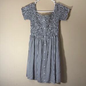 Abercrombie & Fitch Navy and White Striped Dress, Never Worn, Small